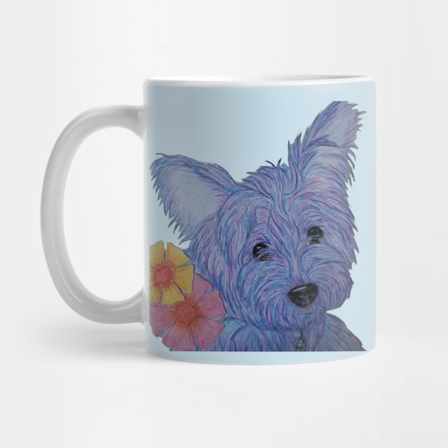 Blue Yorkie by Waterink Studio